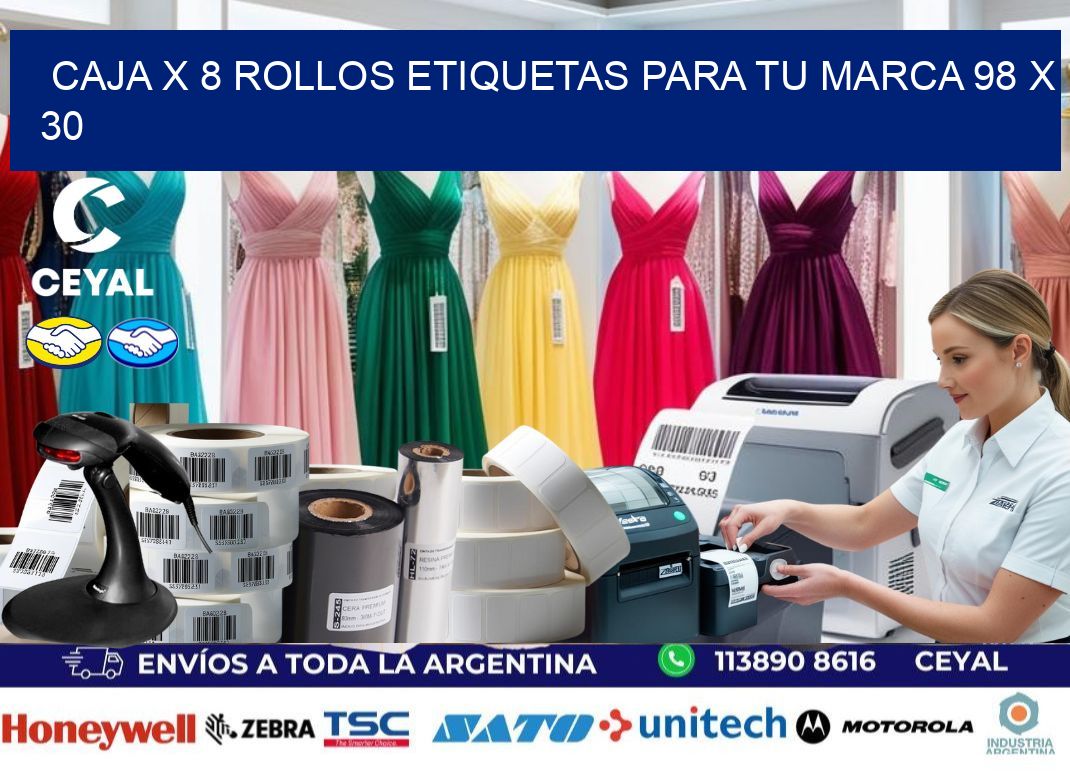 Caja X 8 Rollos Etiquetas para tu marca 98 x 30