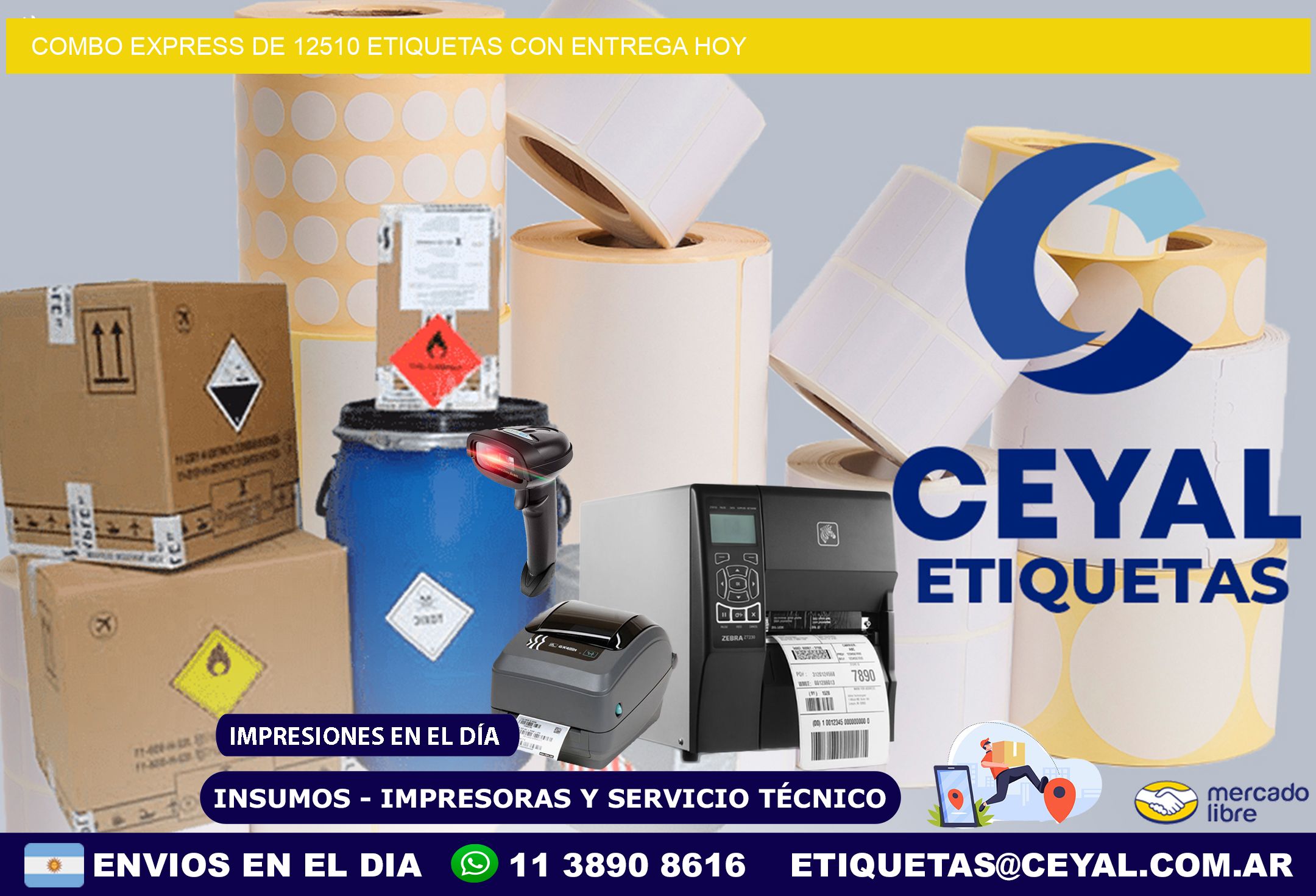 Combo express de 12510 etiquetas con entrega hoy