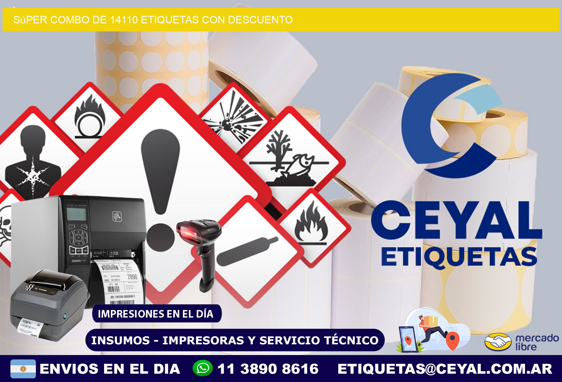 Súper combo de 14110 etiquetas con descuento