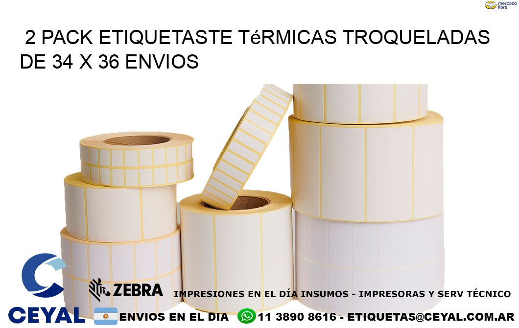 2 pack etiquetaste Térmicas Troqueladas De 34 x 36 ENVIOS