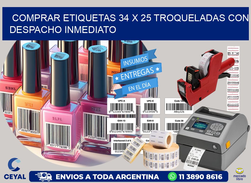 Comprar etiquetas 34 x 25 troqueladas con despacho inmediato