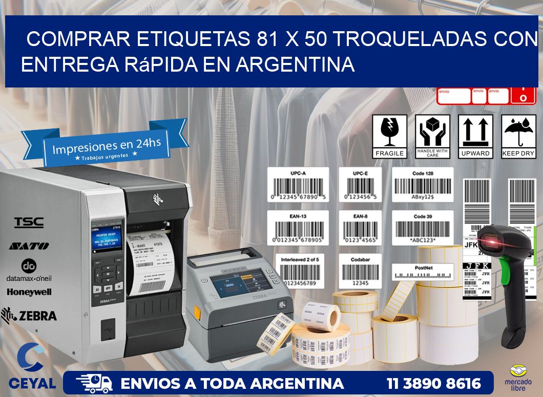 Comprar etiquetas 81 x 50 troqueladas con entrega rápida en Argentina