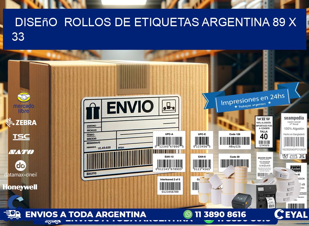 Diseño  ROLLOS DE ETIQUETAS ARGENTINA 89 x 33
