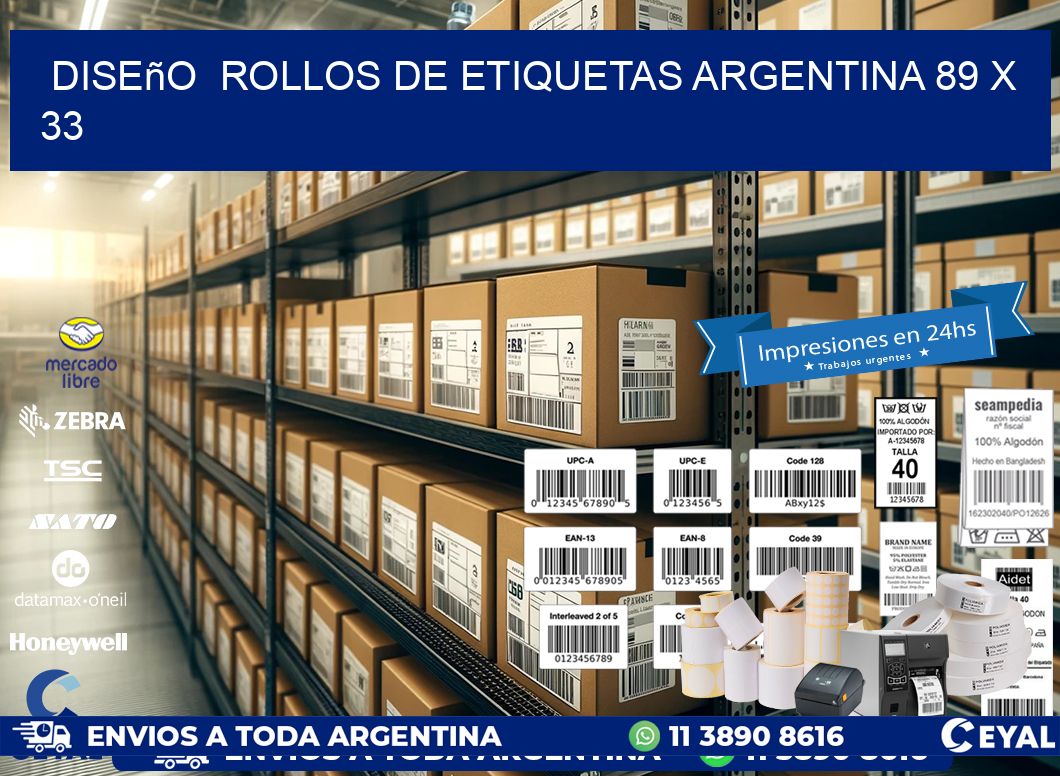 Diseño  ROLLOS DE ETIQUETAS ARGENTINA 89 x 33