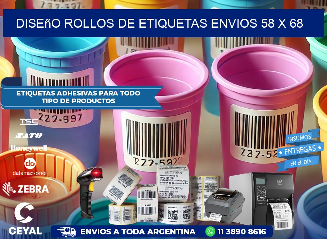 Diseño ROLLOS DE ETIQUETAS ENVIOS 58 x 68
