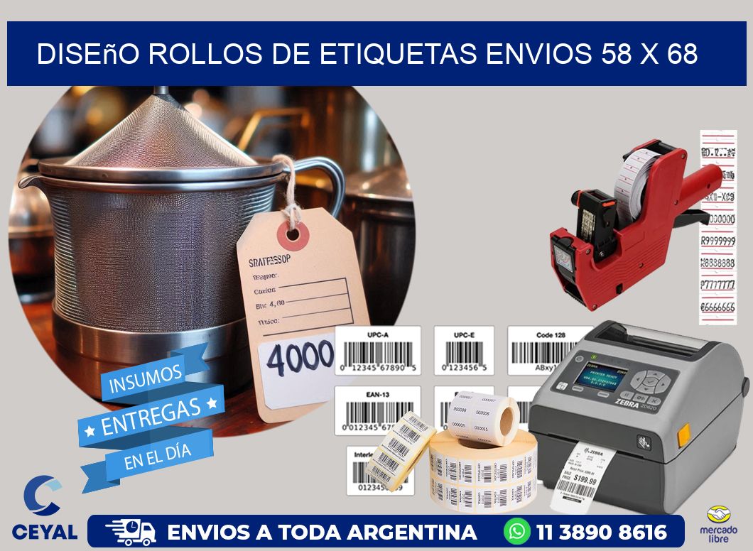 Diseño ROLLOS DE ETIQUETAS ENVIOS 58 x 68