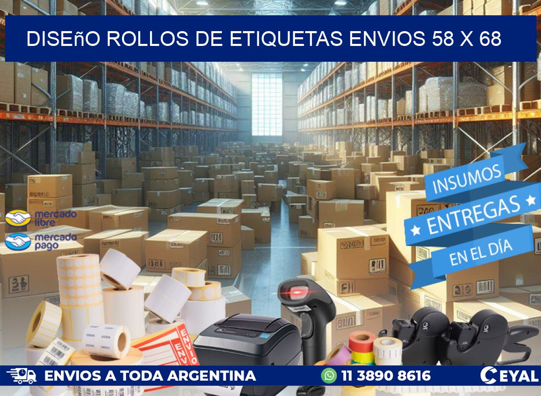 Diseño ROLLOS DE ETIQUETAS ENVIOS 58 x 68