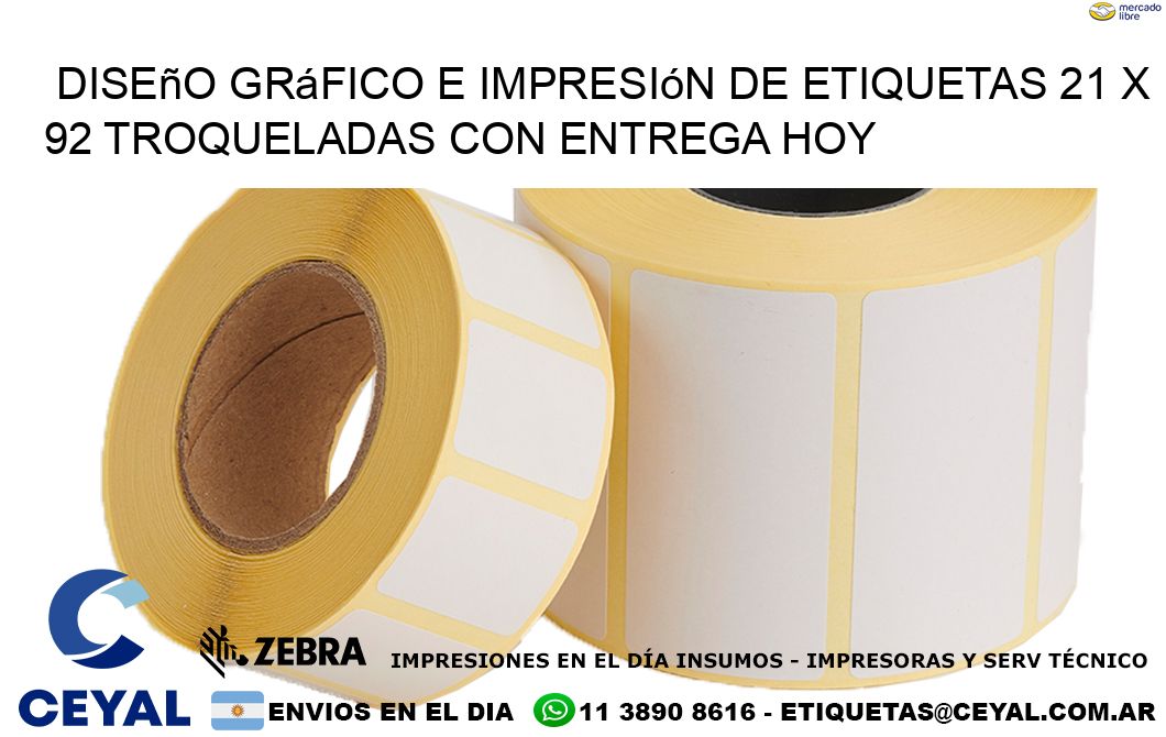 Diseño gráfico e impresión de etiquetas 21 x 92 troqueladas con entrega hoy