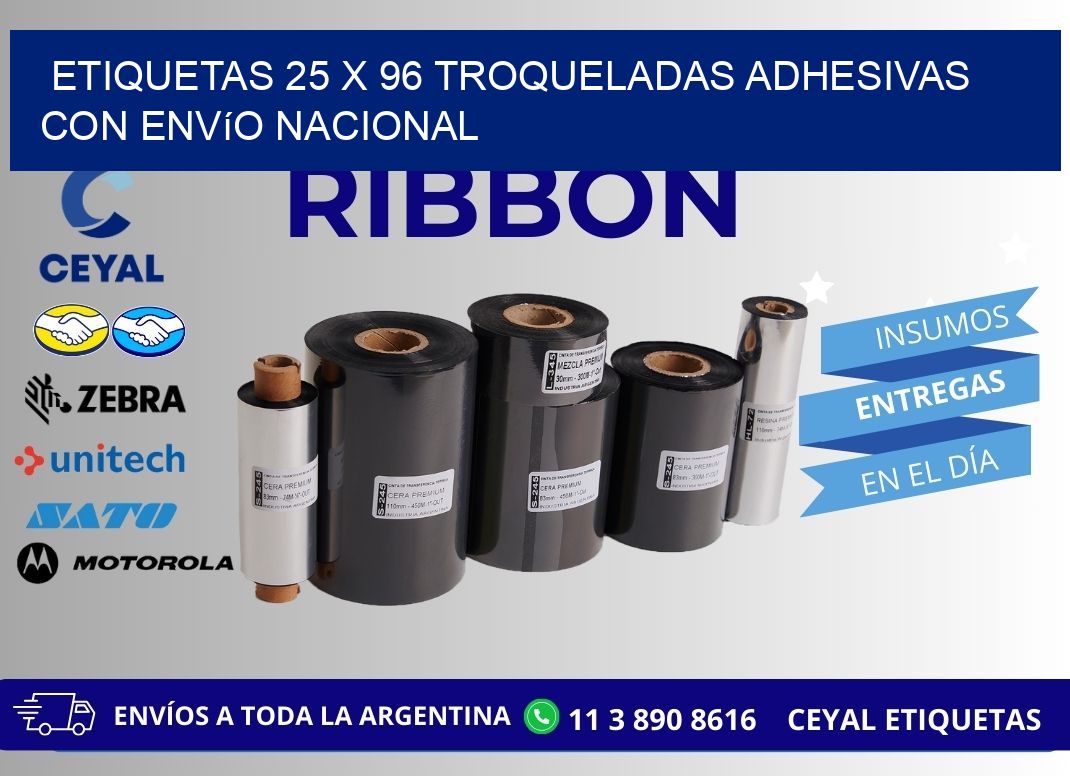 Etiquetas 25 x 96 troqueladas adhesivas con envío nacional