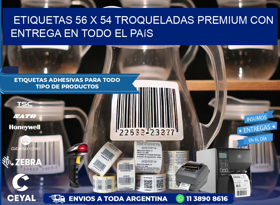 Etiquetas 56 x 54 troqueladas premium con entrega en todo el país