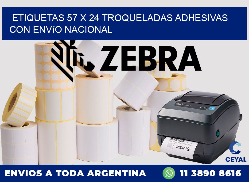 Etiquetas 57 x 24 troqueladas adhesivas con envío nacional
