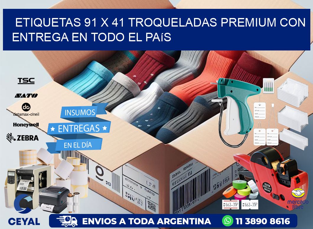 Etiquetas 91 x 41 troqueladas premium con entrega en todo el país