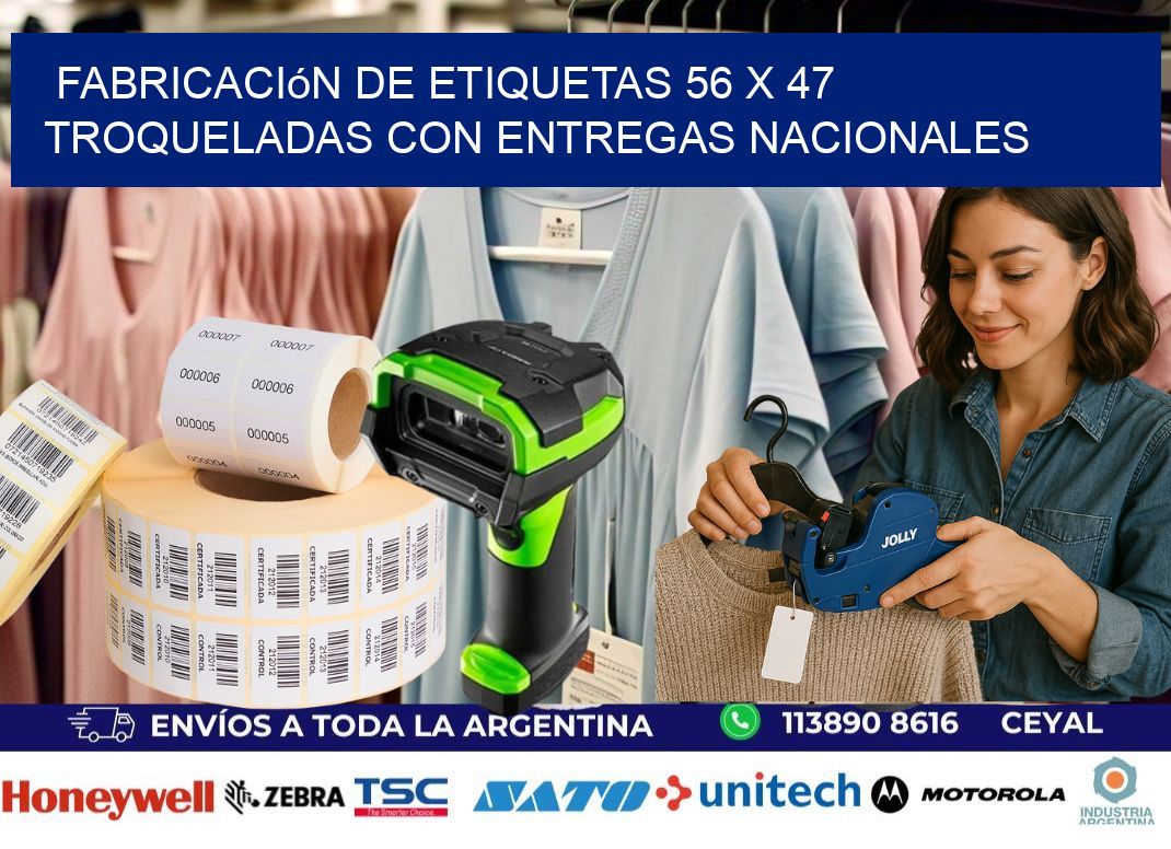 Fabricación de etiquetas 56 x 47 troqueladas con entregas nacionales