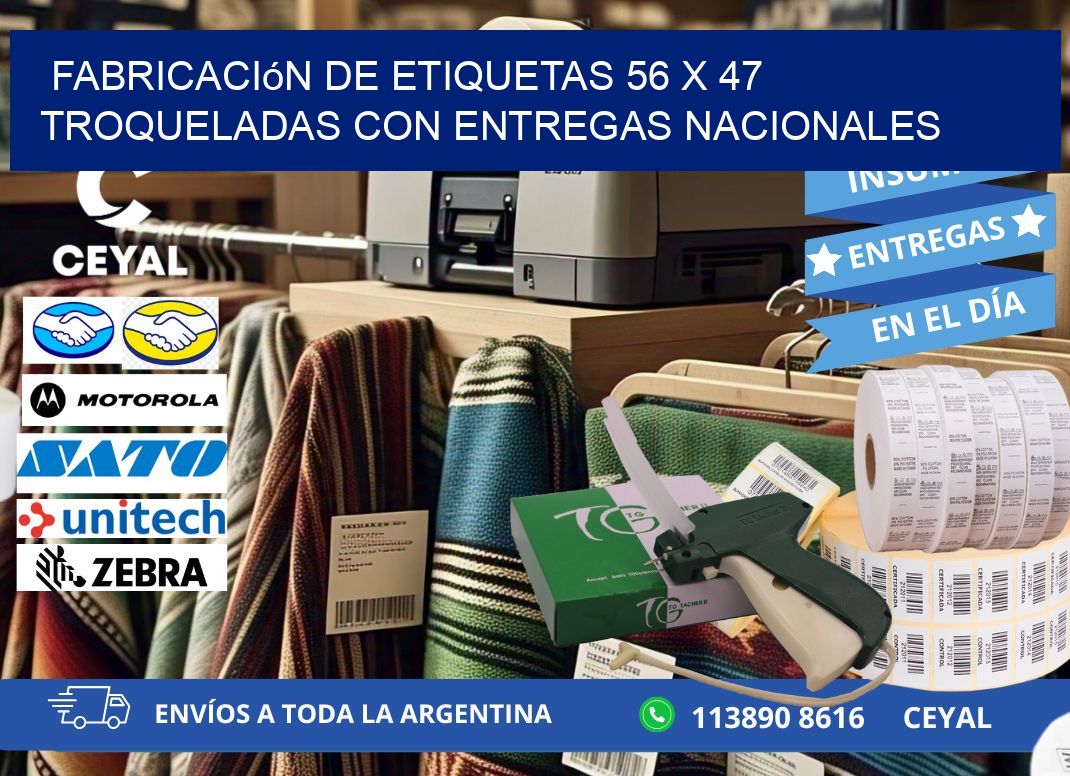 Fabricación de etiquetas 56 x 47 troqueladas con entregas nacionales