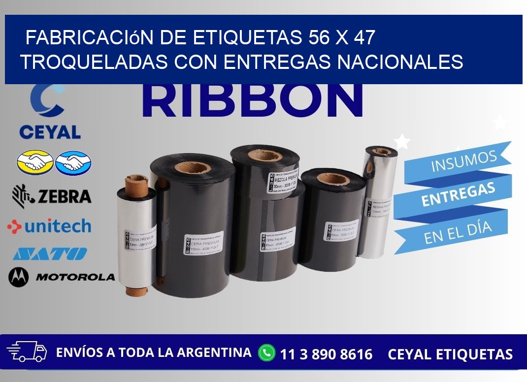 Fabricación de etiquetas 56 x 47 troqueladas con entregas nacionales