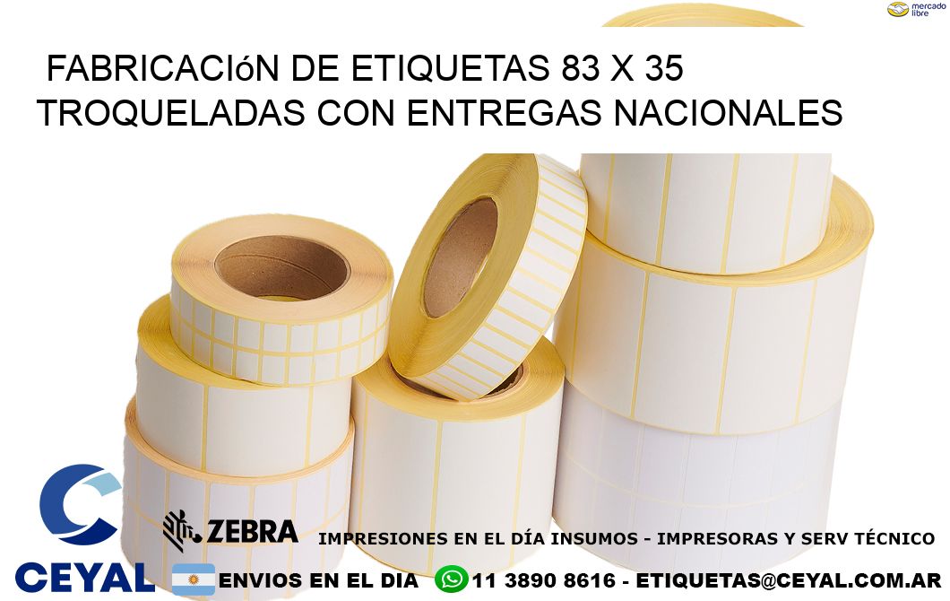 Fabricación de etiquetas 83 x 35 troqueladas con entregas nacionales