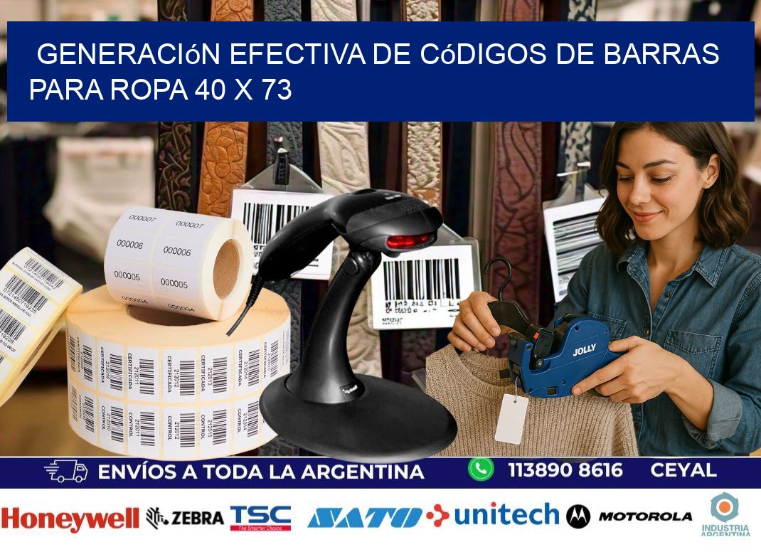 Generación Efectiva de Códigos de Barras para Ropa 40 x 73