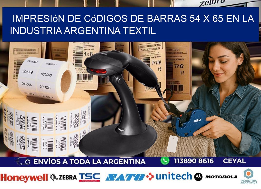 Impresión de Códigos de Barras 54 x 65 en la Industria argentina textil