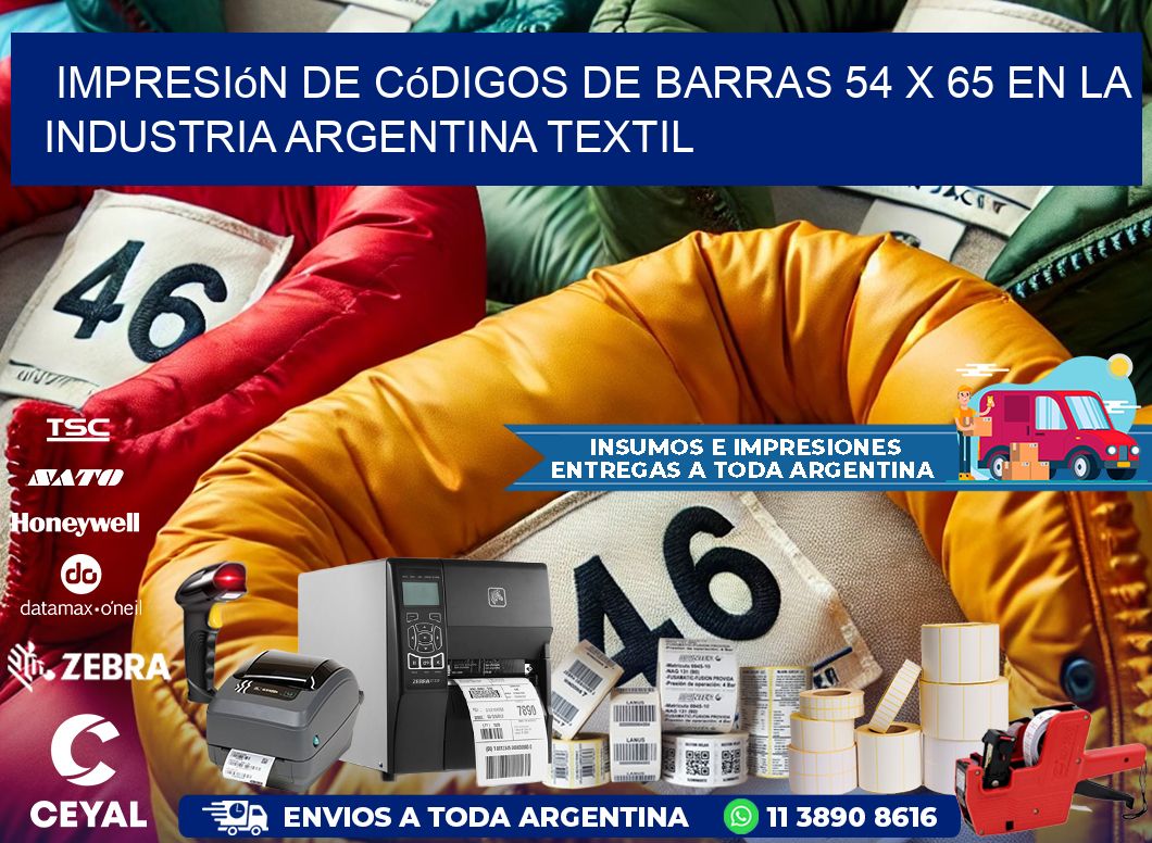 Impresión de Códigos de Barras 54 x 65 en la Industria argentina textil