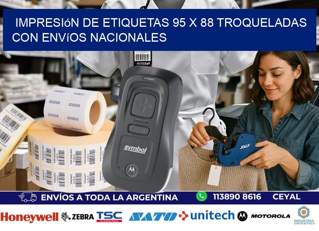 Impresión de etiquetas 95 x 88 troqueladas con envíos nacionales
