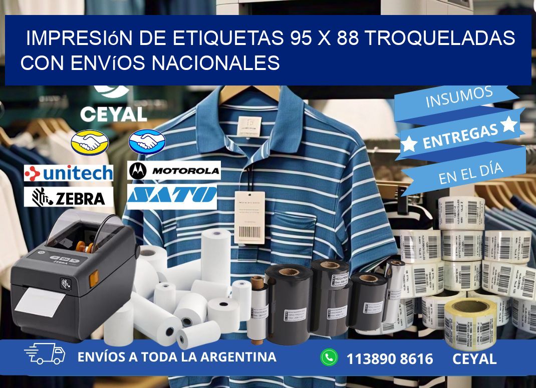 Impresión de etiquetas 95 x 88 troqueladas con envíos nacionales