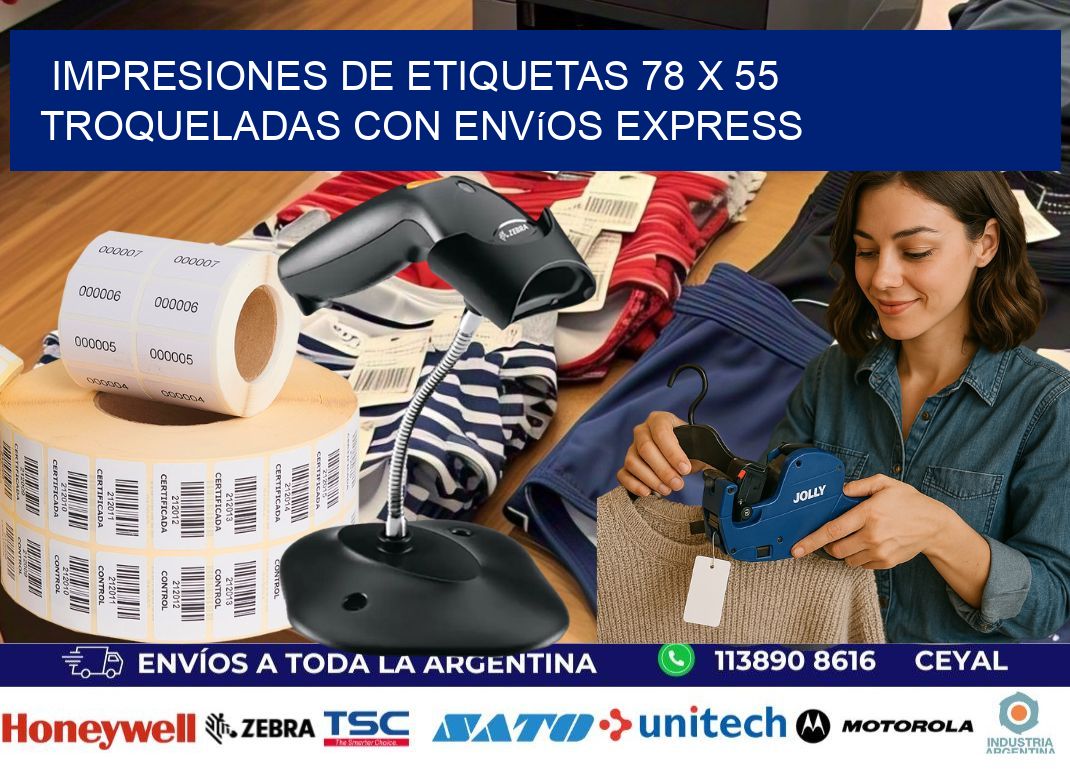 Impresiones de etiquetas 78 x 55 troqueladas con envíos express