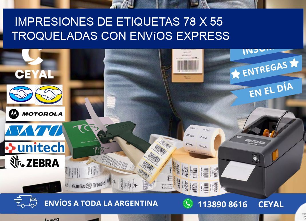 Impresiones de etiquetas 78 x 55 troqueladas con envíos express