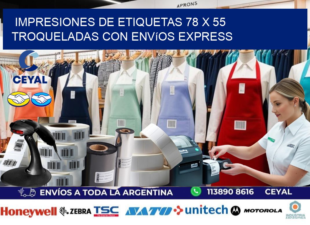Impresiones de etiquetas 78 x 55 troqueladas con envíos express