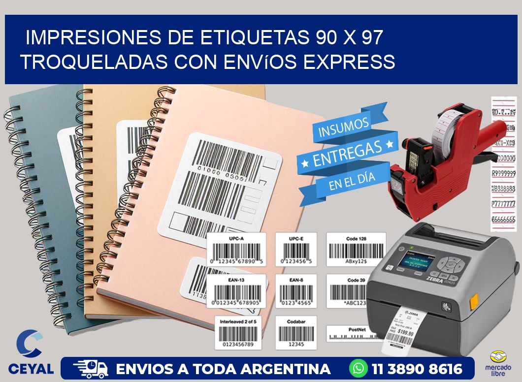 Impresiones de etiquetas 90 x 97 troqueladas con envíos express