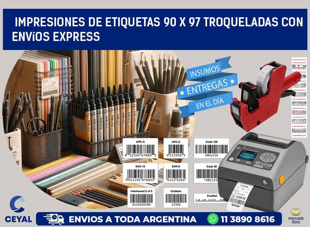 Impresiones de etiquetas 90 x 97 troqueladas con envíos express