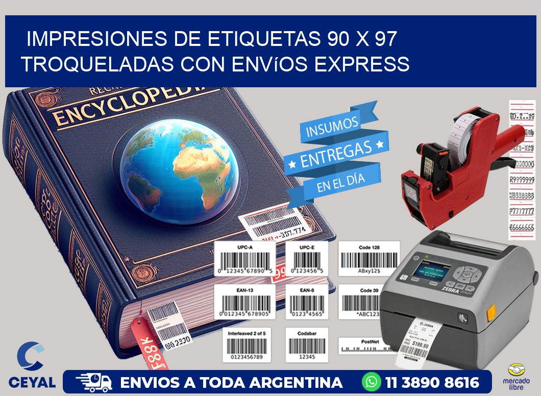 Impresiones de etiquetas 90 x 97 troqueladas con envíos express