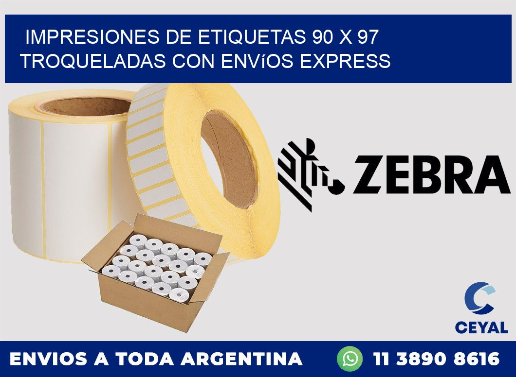 Impresiones de etiquetas 90 x 97 troqueladas con envíos express