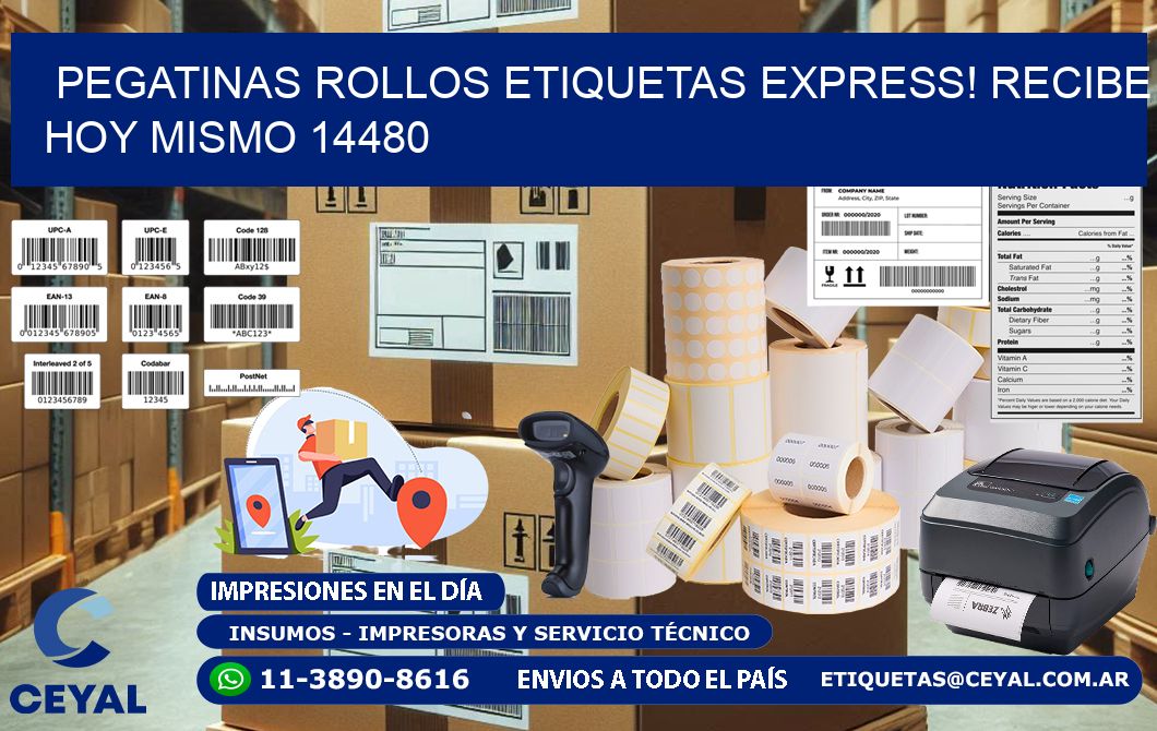 Pegatinas rollos etiquetas Express! Recibe Hoy Mismo 14480