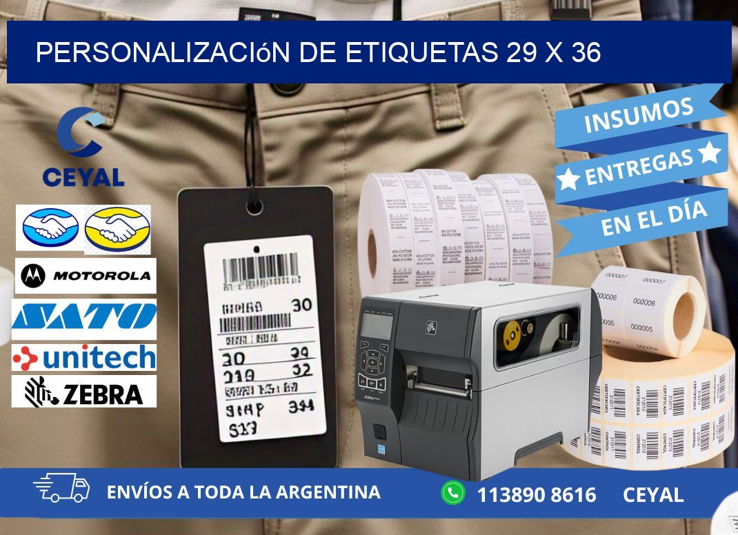 Personalización de etiquetas 29 x 36