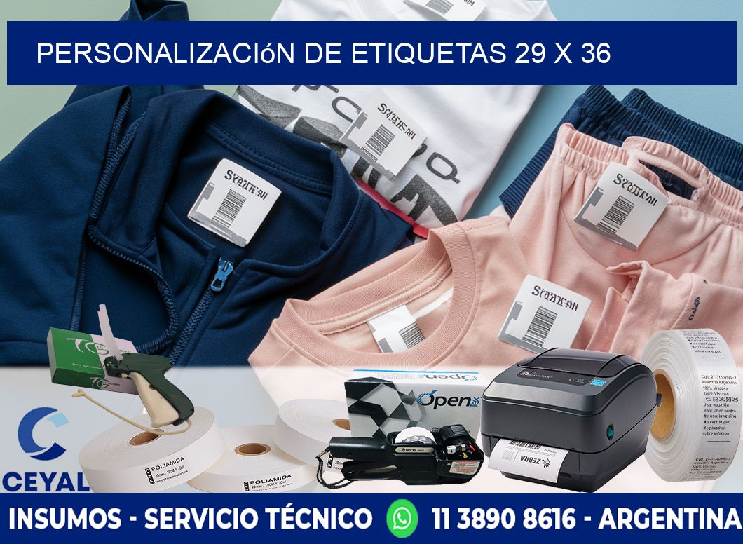 Personalización de etiquetas 29 x 36