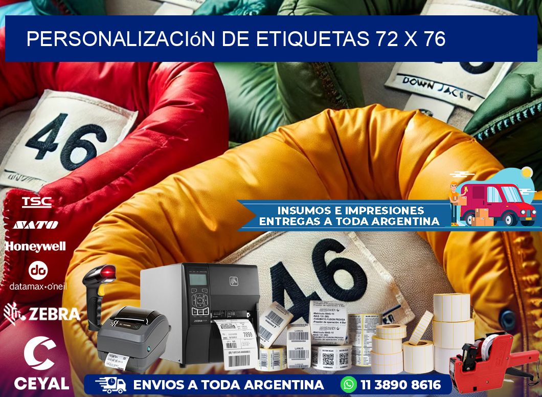 Personalización de etiquetas 72 x 76