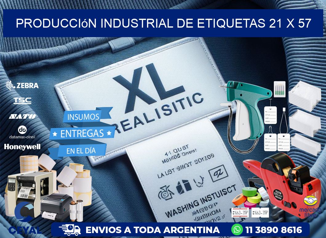 Producción industrial de etiquetas 21 x 57