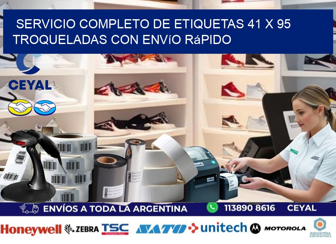 Servicio completo de etiquetas 41 x 95 troqueladas con envío rápido