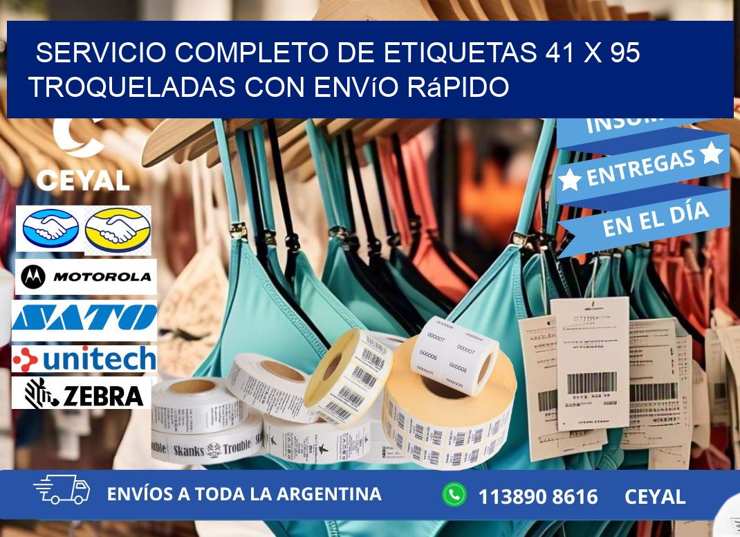Servicio completo de etiquetas 41 x 95 troqueladas con envío rápido