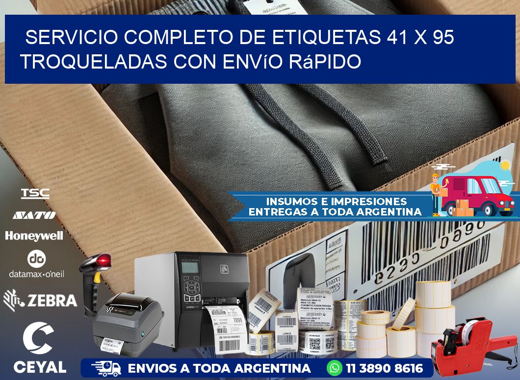 Servicio completo de etiquetas 41 x 95 troqueladas con envío rápido