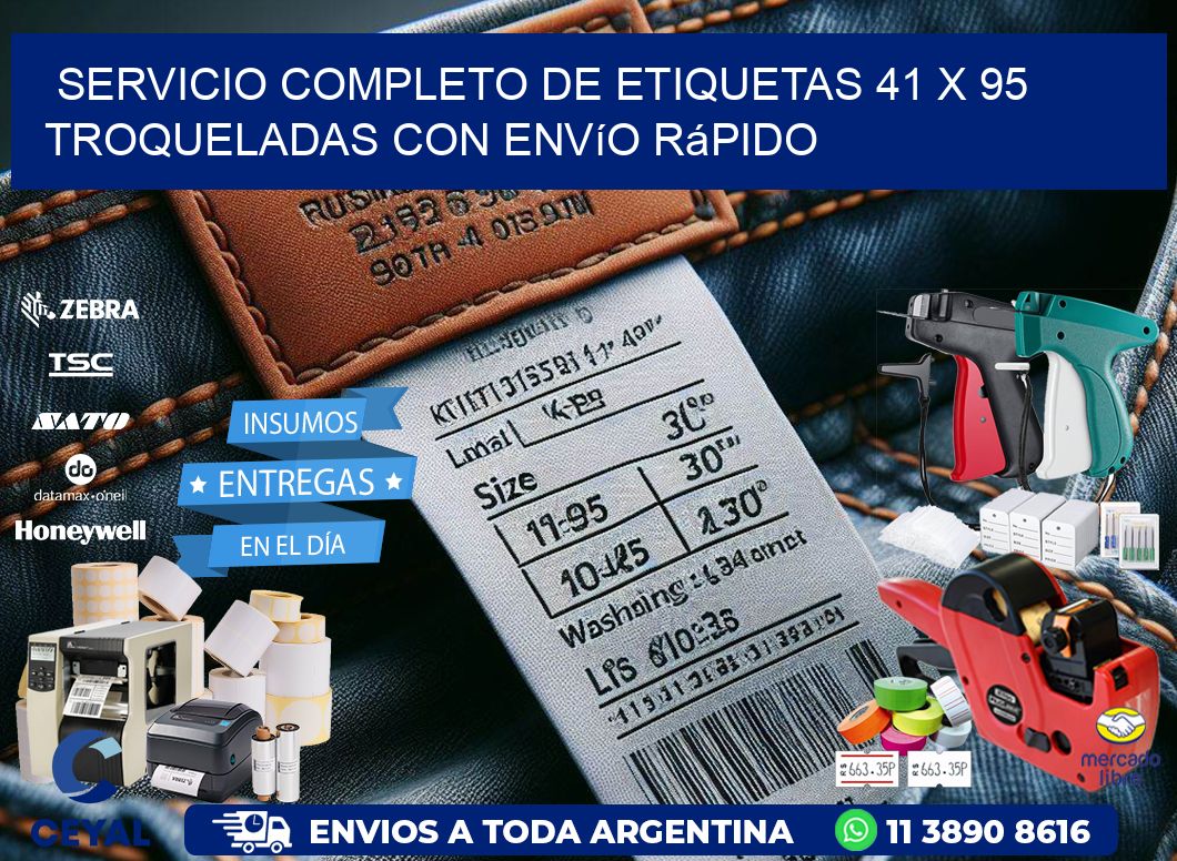 Servicio completo de etiquetas 41 x 95 troqueladas con envío rápido