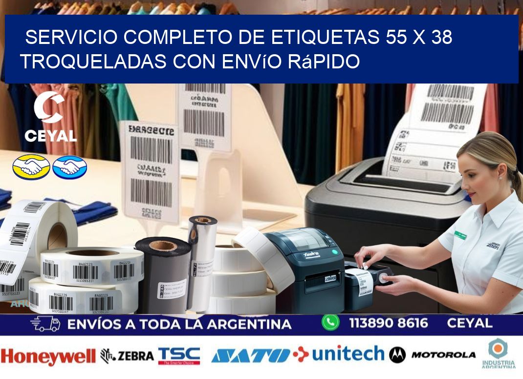 Servicio completo de etiquetas 55 x 38 troqueladas con envío rápido