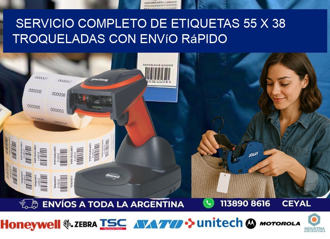 Servicio completo de etiquetas 55 x 38 troqueladas con envío rápido