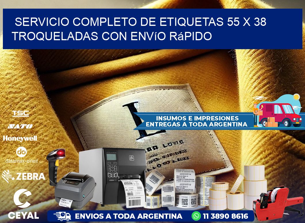 Servicio completo de etiquetas 55 x 38 troqueladas con envío rápido