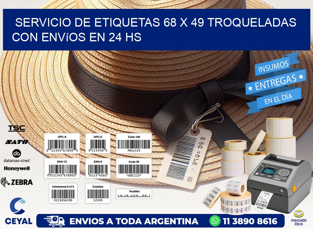 Servicio de etiquetas 68 x 49 troqueladas con envíos en 24 hs