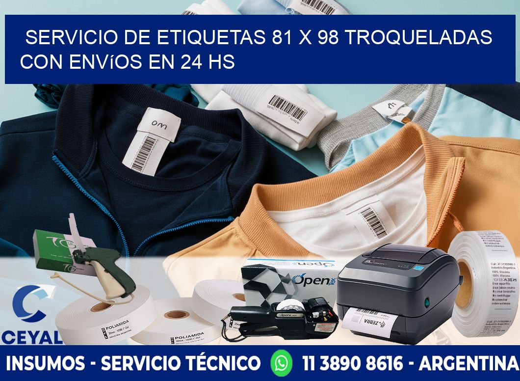Servicio de etiquetas 81 x 98 troqueladas con envíos en 24 hs
