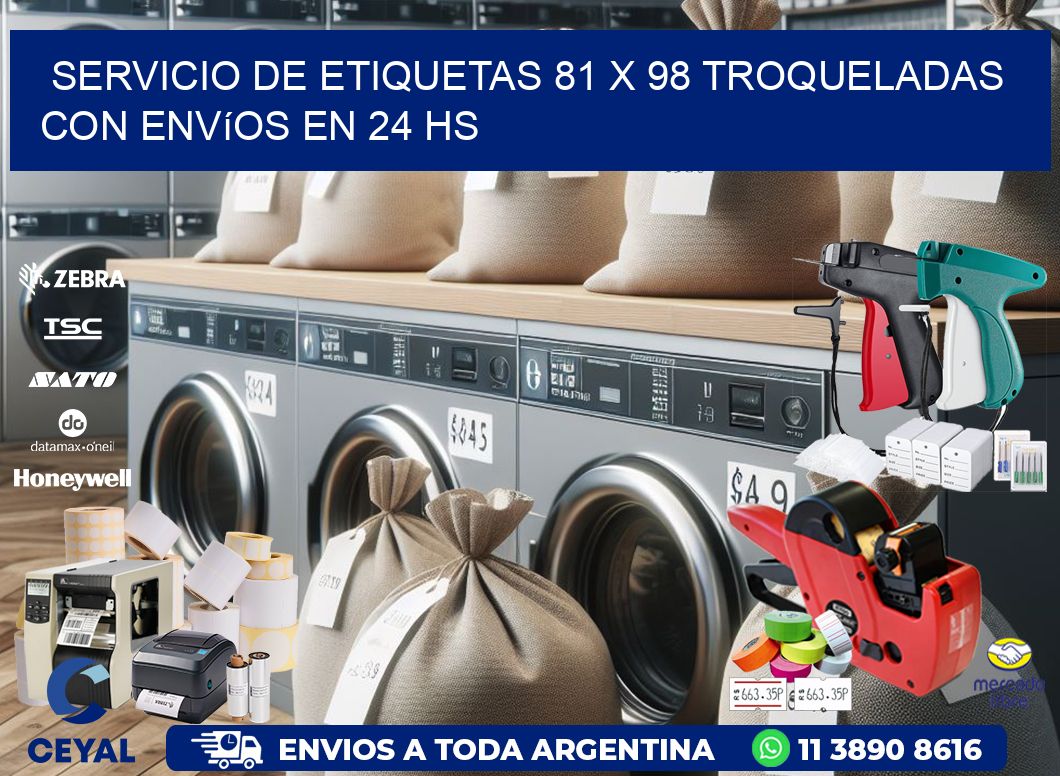 Servicio de etiquetas 81 x 98 troqueladas con envíos en 24 hs