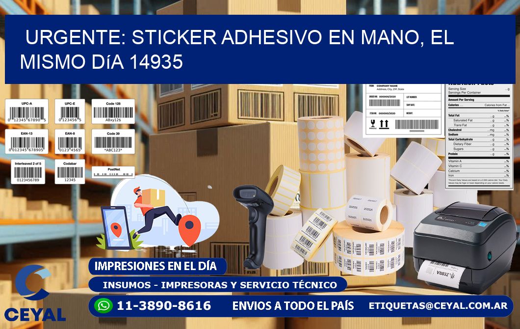 Urgente: Sticker adhesivo en Mano, el Mismo Día 14935