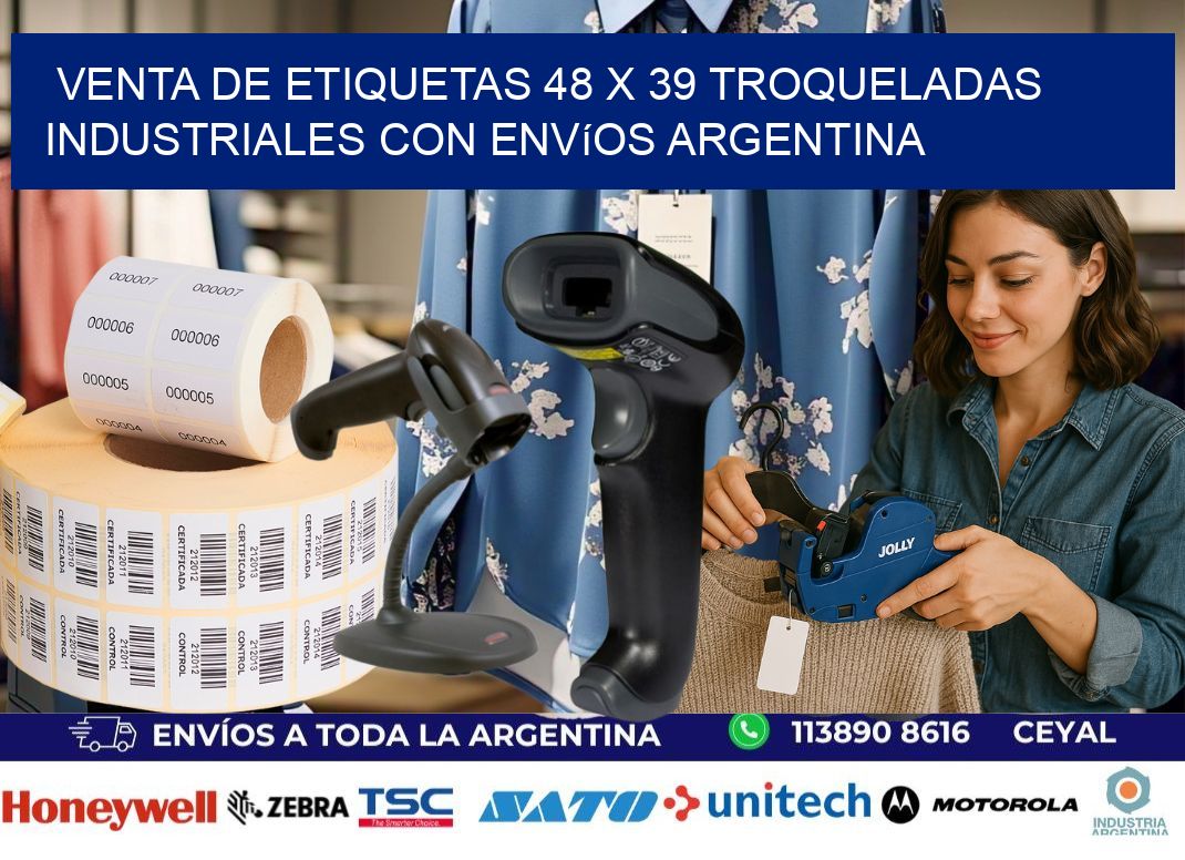 Venta de etiquetas 48 x 39 troqueladas industriales con envíos Argentina