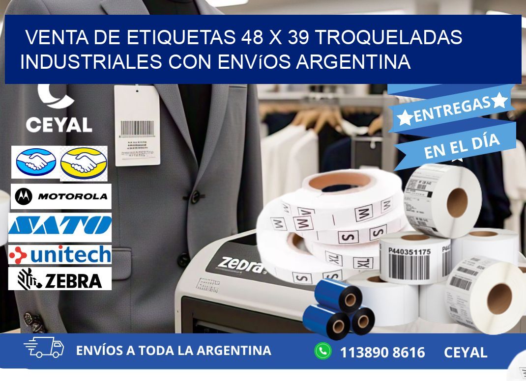 Venta de etiquetas 48 x 39 troqueladas industriales con envíos Argentina